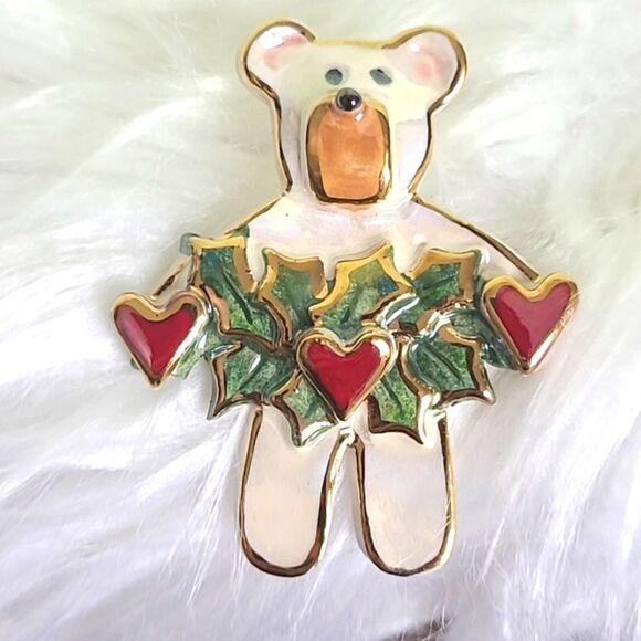 Holiday Teddy Bear Pin - Picture 3 of 4